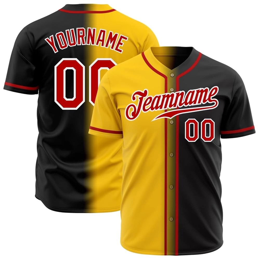 Custom baseball jersey – black and yellow split design