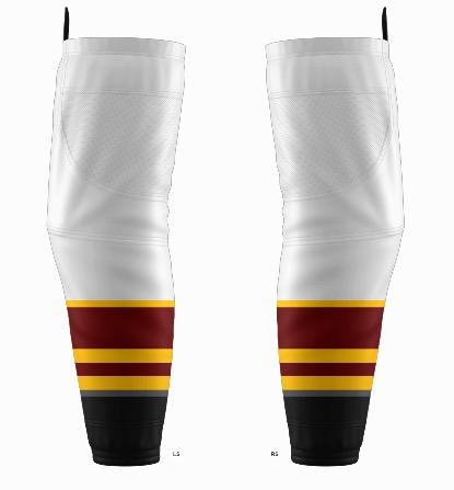 Hockey socks – maroon, white and gold