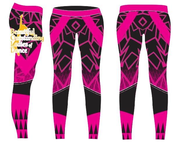 Custom sports leggings – pink and black geometric