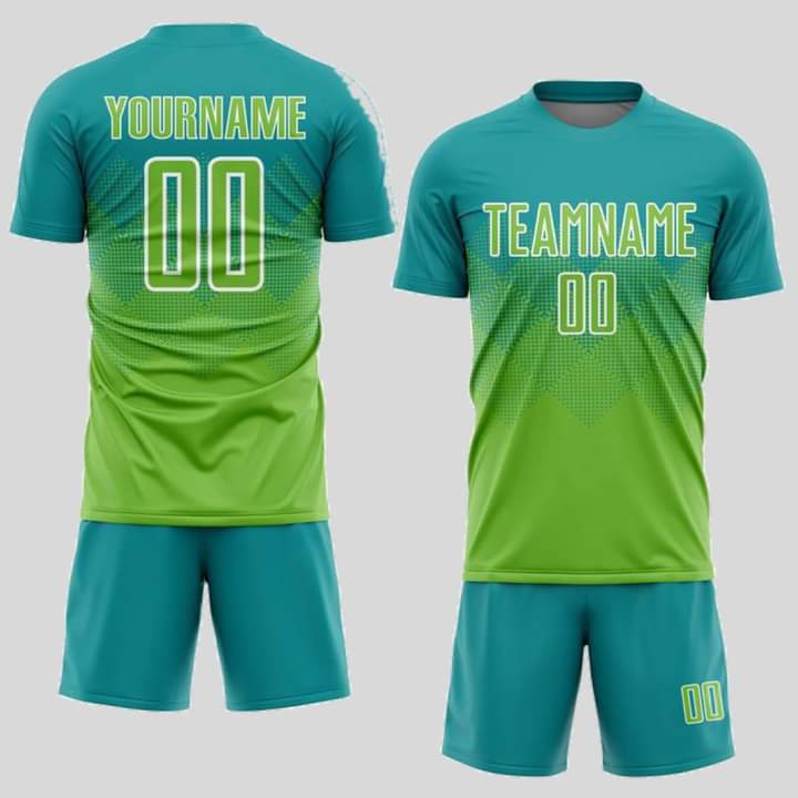 Sublimated soccer uniform – teal and green